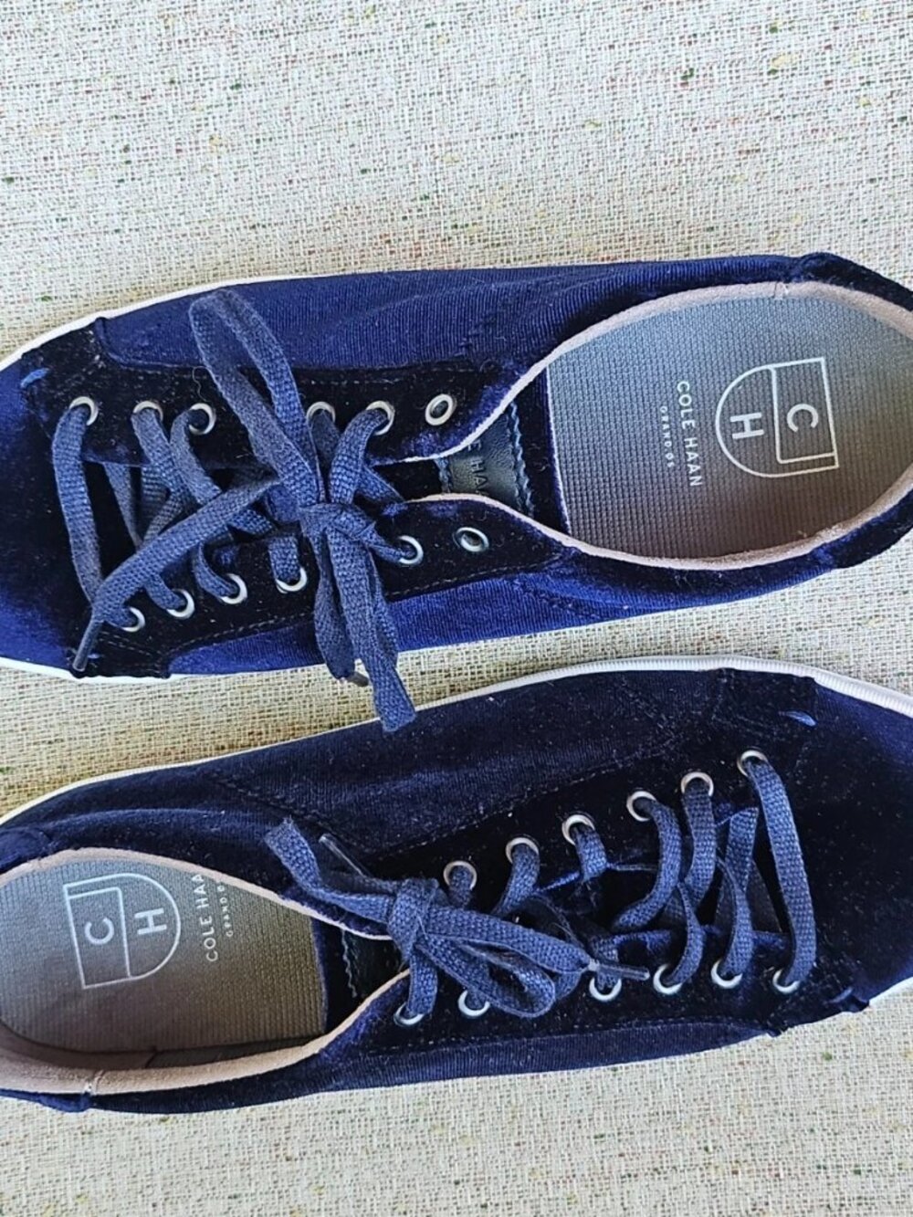 Cole Haan Women Shoes navy Blue Velvet Upper Lace Up Sneaker Size 8.5 WO - Picture 5 of 12